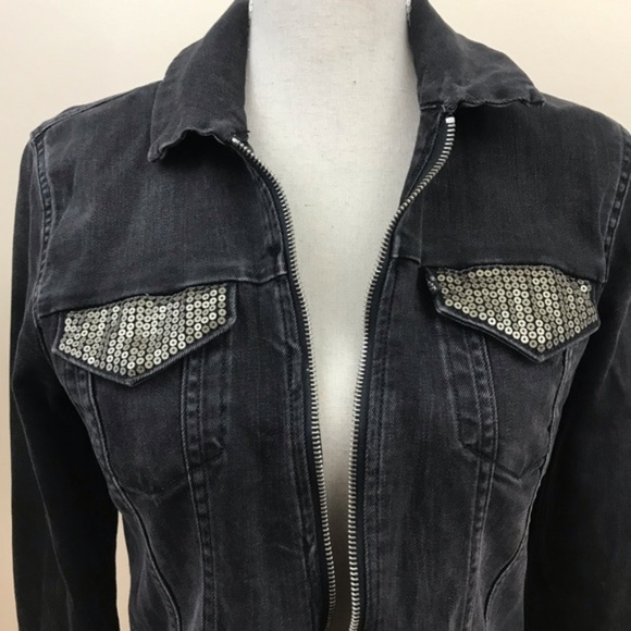 Levi's Sequin Cropped Trucker Denim Jacket M - Picture 5 of 7